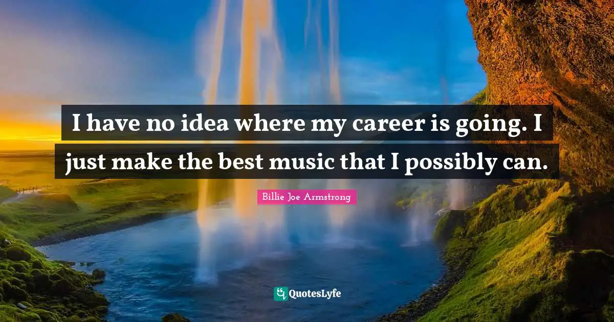 I have no idea where my career is going. I just make the best music that I possibly can.