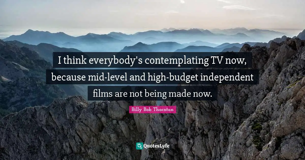 I think everybody's contemplating TV now, because mid-level and high-budget independent films are not being made now.