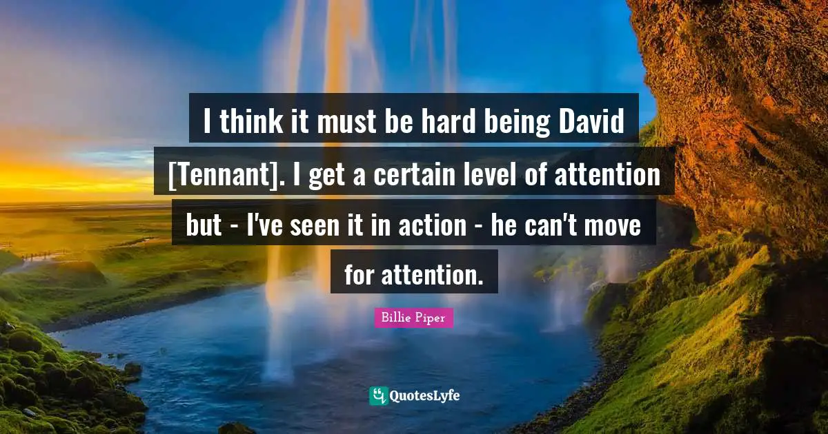 I think it must be hard being David [Tennant]. I get a certain level of attention but - I've seen it in action - he can't move for attention.