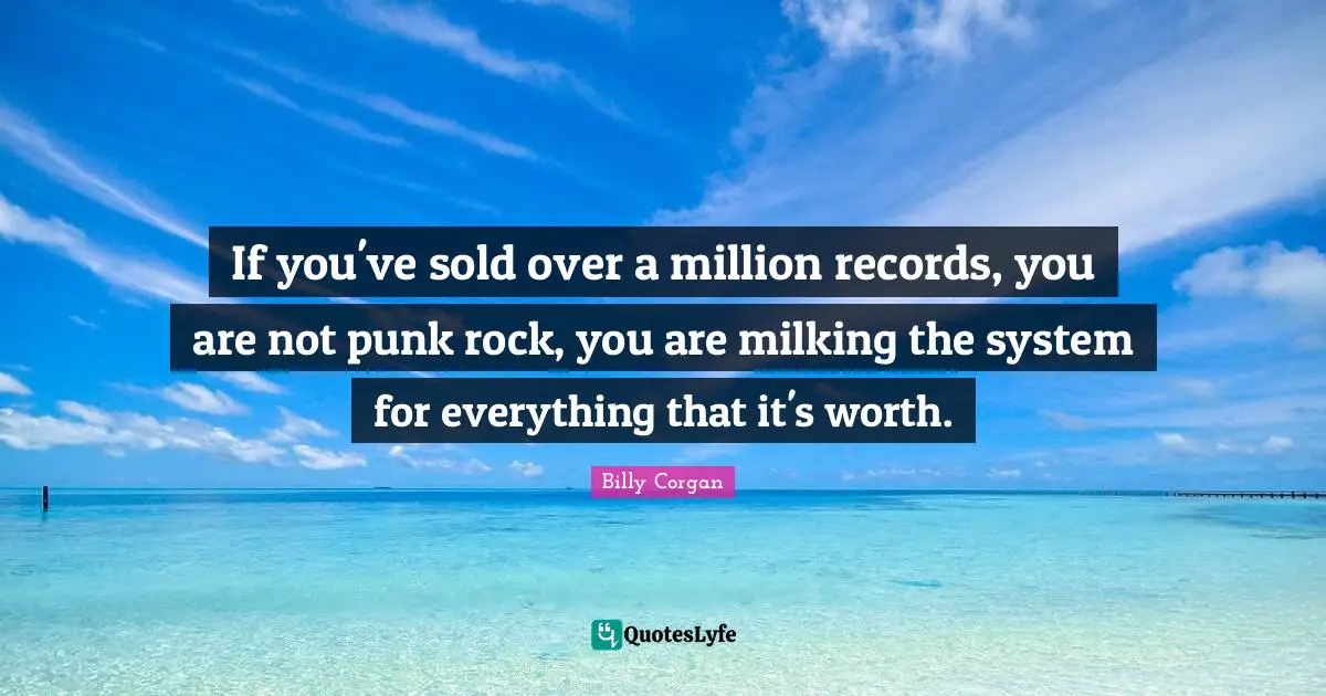 If you've sold over a million records, you are not punk rock, you are milking the system for everything that it's worth.