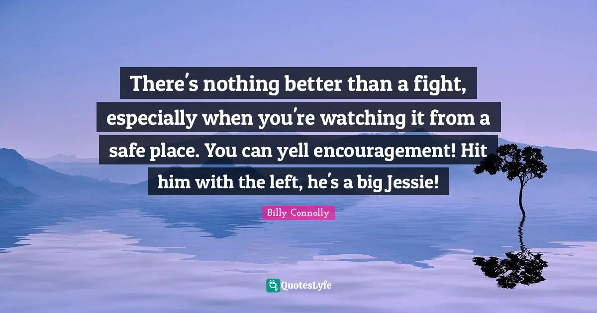 There's nothing better than a fight, especially when you're watching it from a safe place. You can yell encouragement! Hit him with the left, he's a big Jessie!