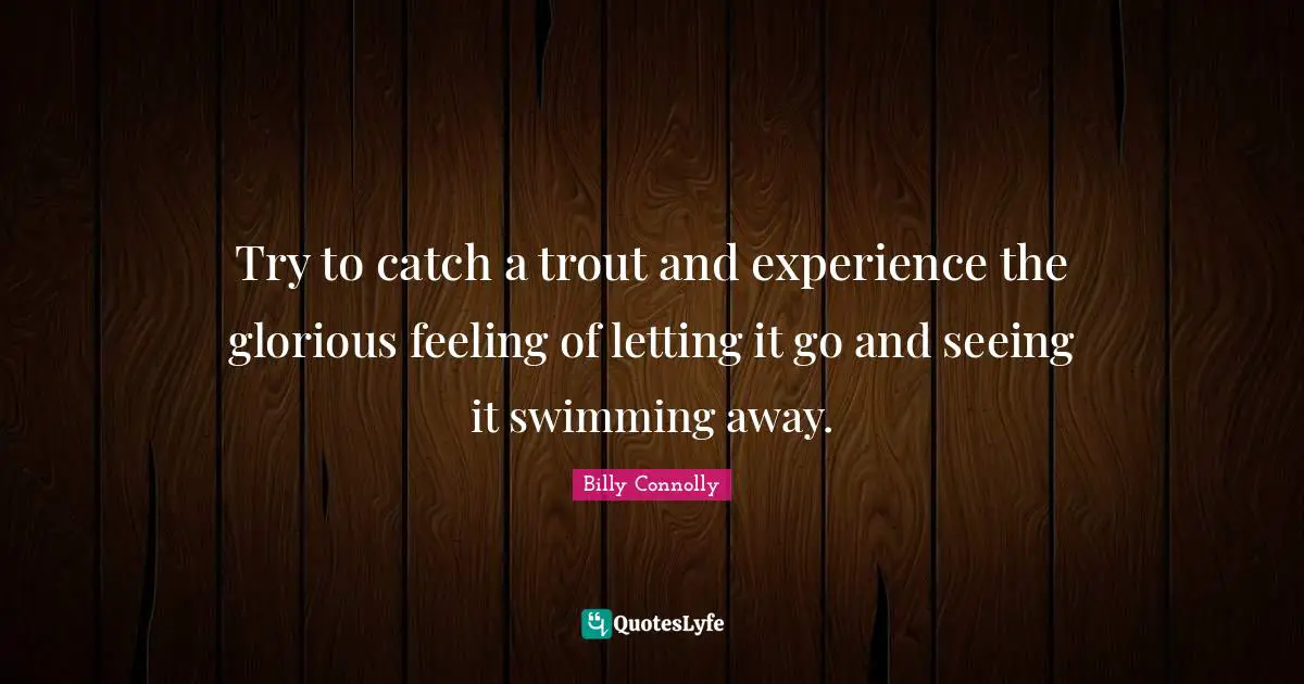 Let It Go Quotes: "Try to catch a trout and experience the glorious feeling of letting it go and seeing it swimming away."