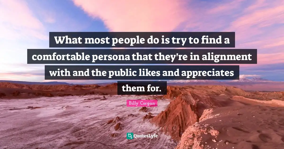 What most people do is try to find a comfortable persona that they're in alignment with and the public likes and appreciates them for.