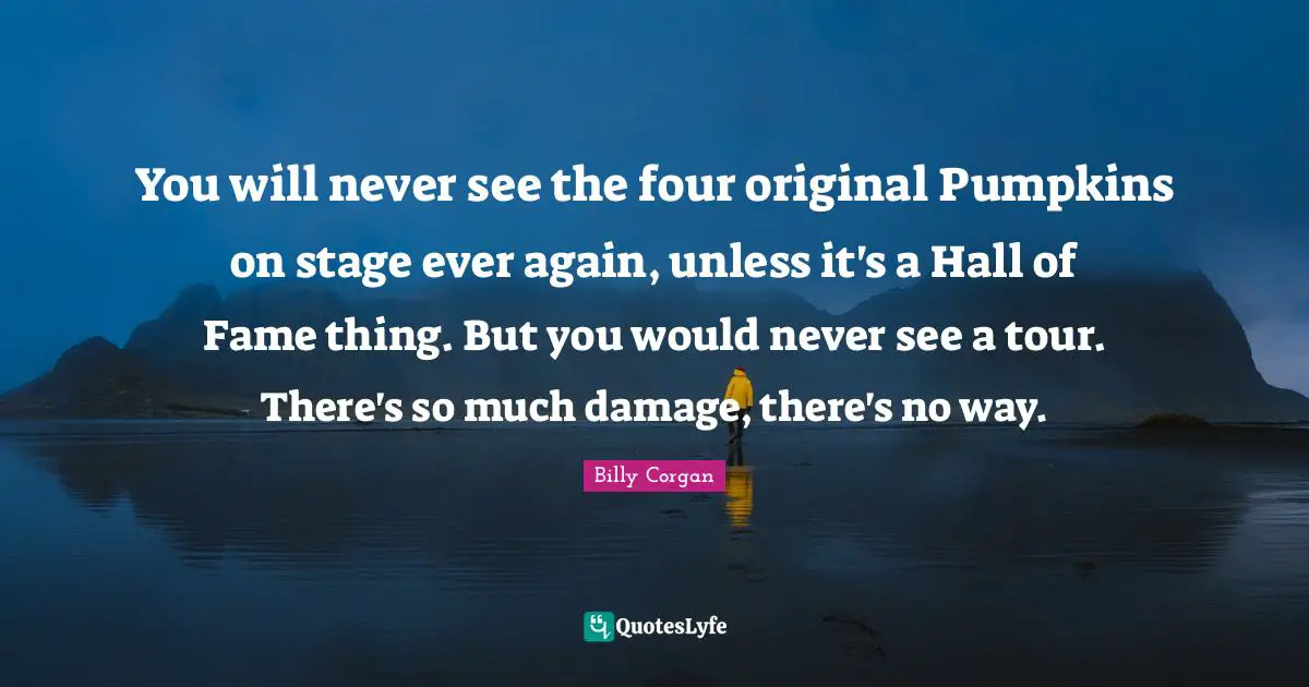 You will never see the four original Pumpkins on stage ever again, unless it's a Hall of Fame thing. But you would never see a tour. There's so much damage, there's no way.