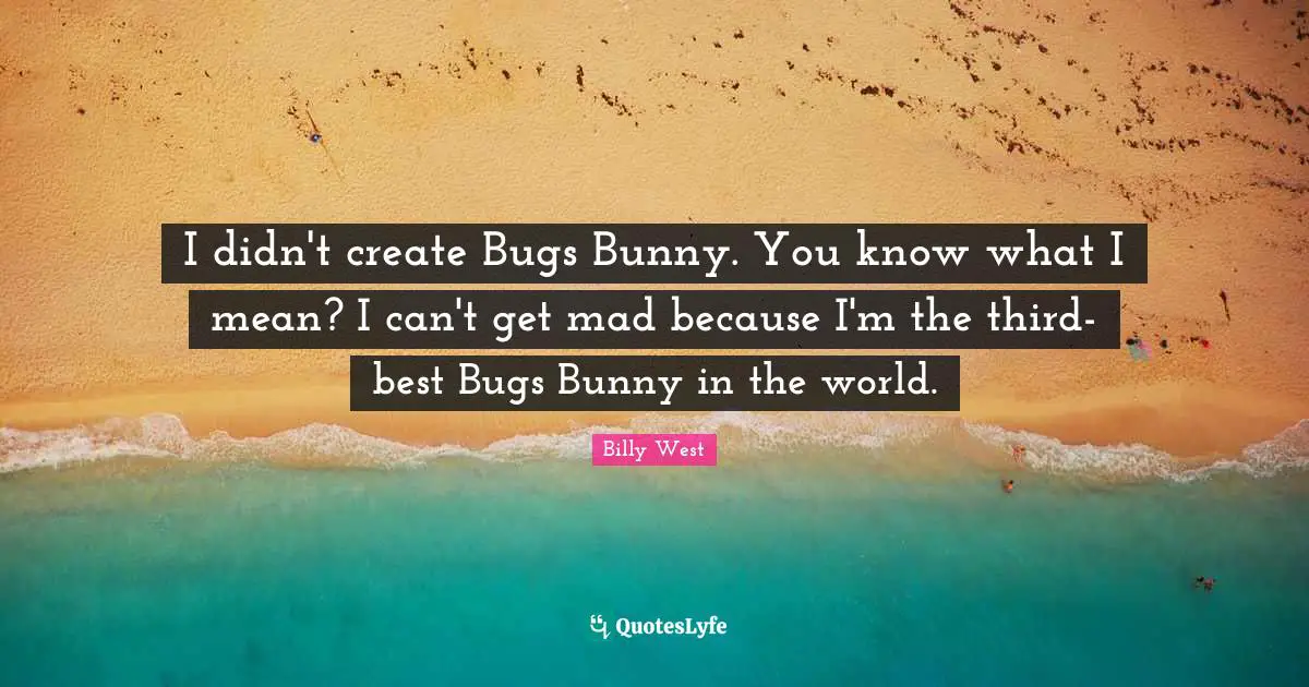 I didn't create Bugs Bunny. You know what I mean? I can't get mad because I'm the third-best Bugs Bunny in the world.