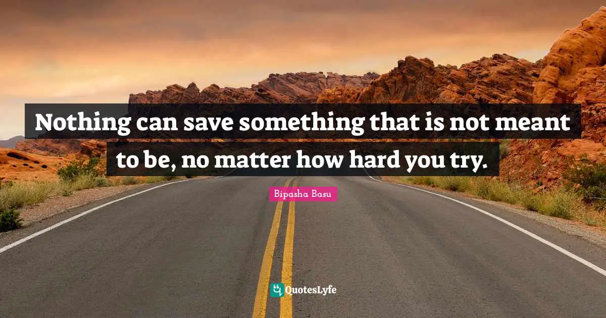 Nothing can save something that is not meant to be, no matter how hard you try.