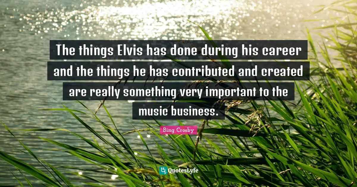 The things Elvis has done during his career and the things he has contributed and created are really something very important to the music business.