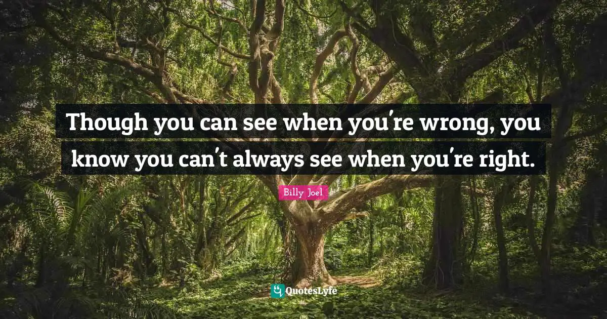 Though you can see when you're wrong, you know you can't always see when you're right.