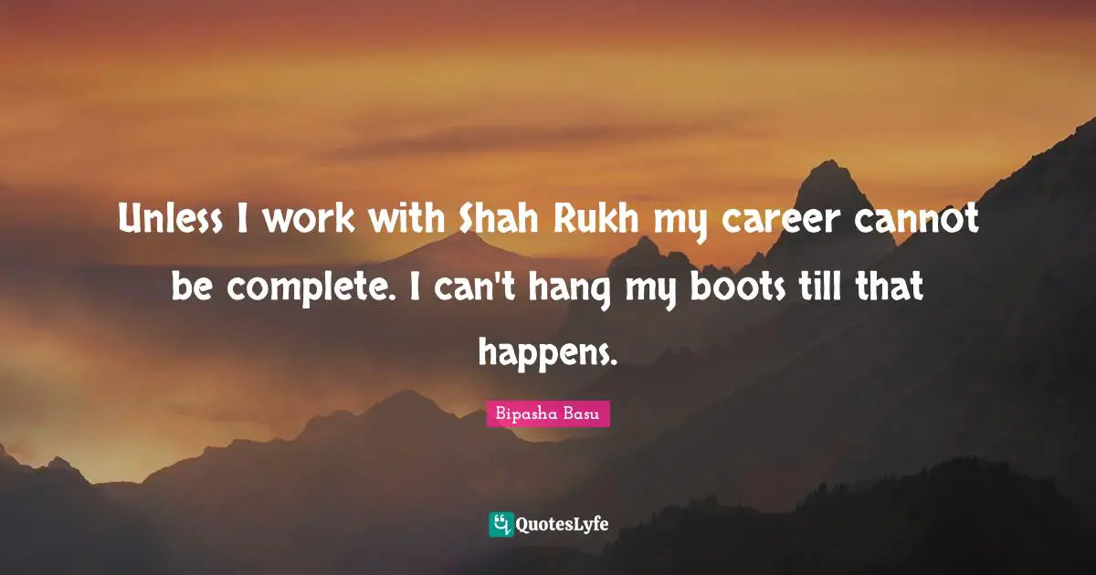Unless I work with Shah Rukh my career cannot be complete. I can't hang my boots till that happens.