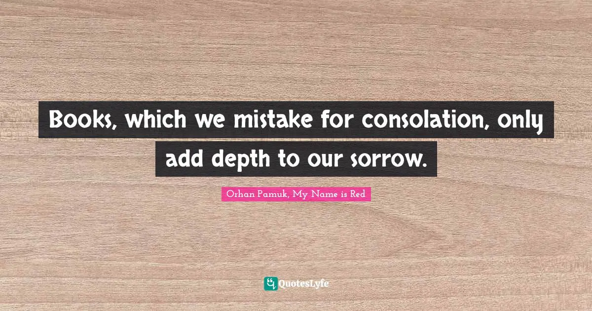 Books, which we mistake for consolation, only add depth to our sorrow.