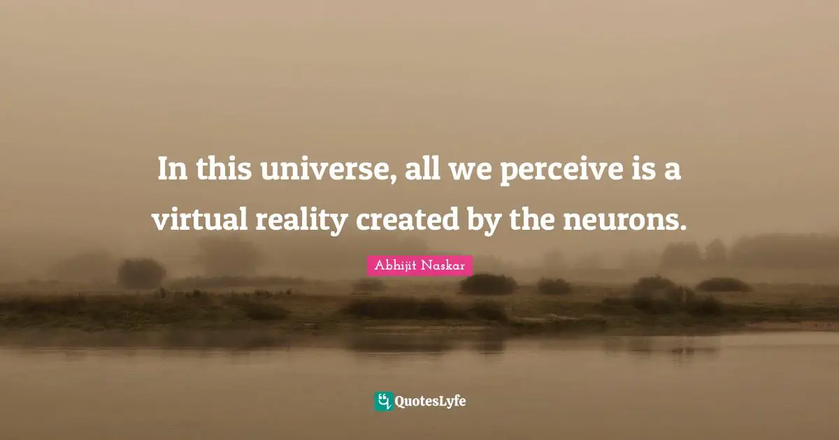 In this universe, all we perceive is a virtual reality created by the neurons.