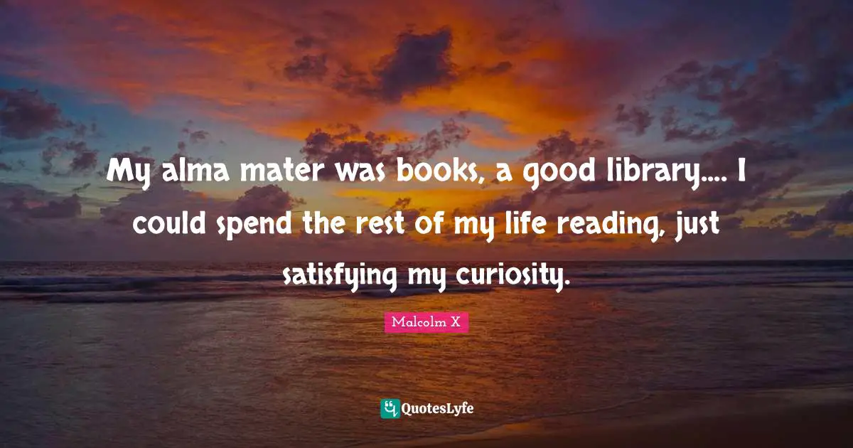My alma mater was books, a good library.... I could spend the rest of my life reading, just satisfying my curiosity.