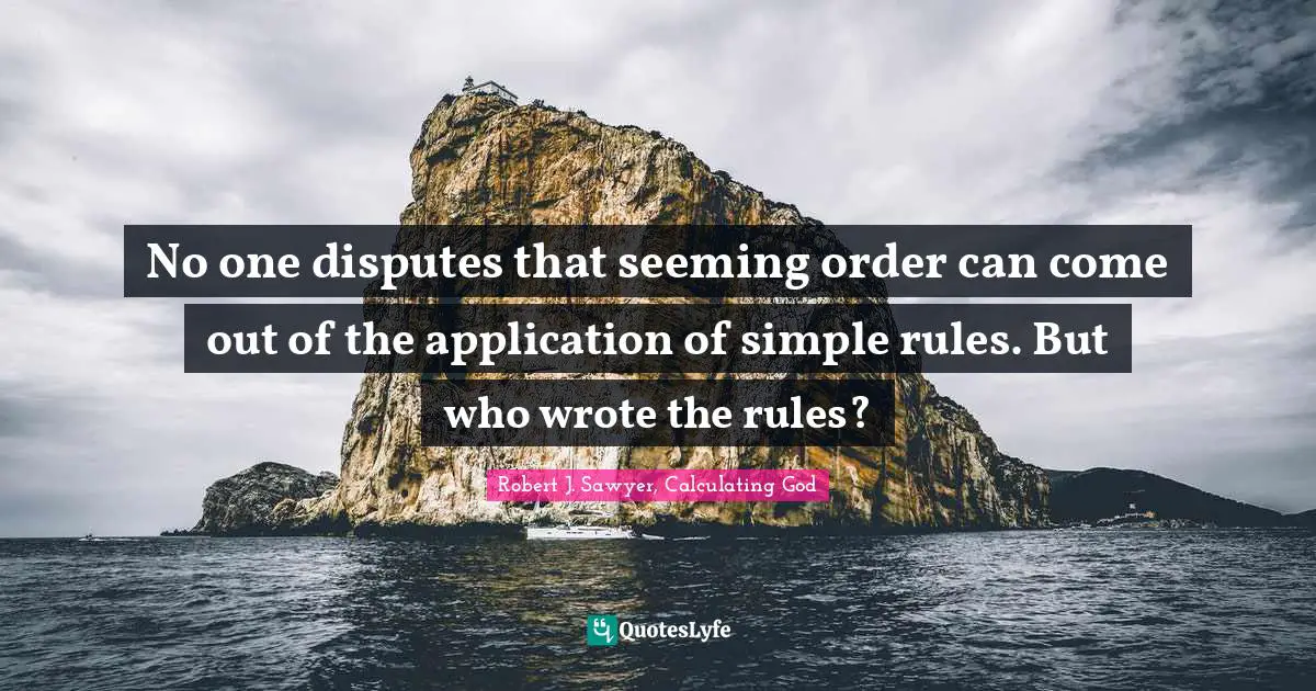 No one disputes that seeming order can come out of the application of simple rules. But who wrote the rules?