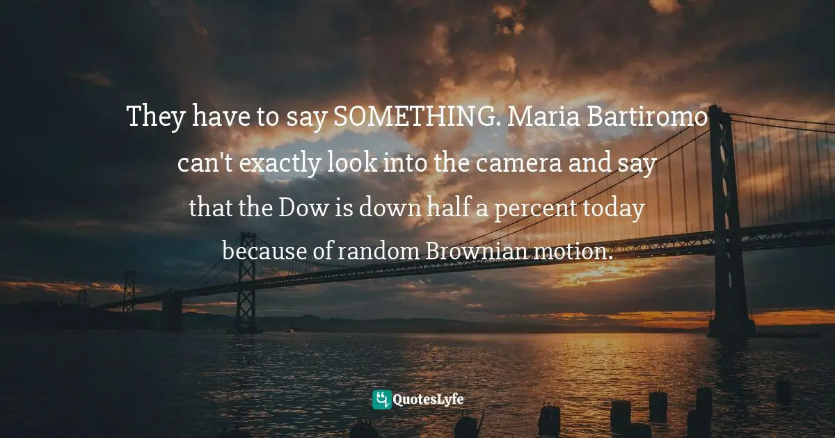 They have to say SOMETHING. Maria Bartiromo can't exactly look into the camera and say that the Dow is down half a percent today because of random Brownian motion.