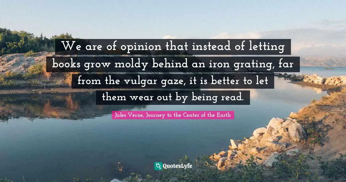 We are of opinion that instead of letting books grow moldy behind an iron grating, far from the vulgar gaze, it is better to let them wear out by being read.