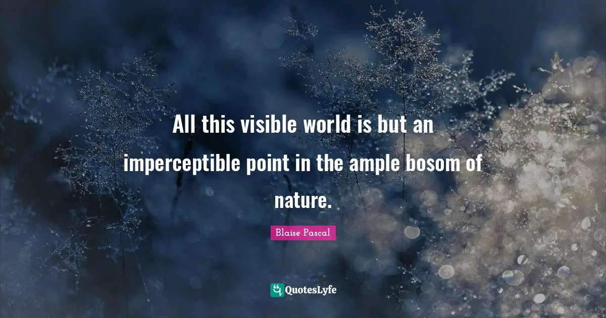 All this visible world is but an imperceptible point in the ample bosom of nature.
