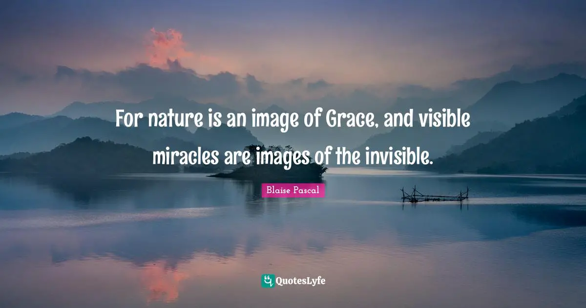 For nature is an image of Grace, and visible miracles are images of the invisible.