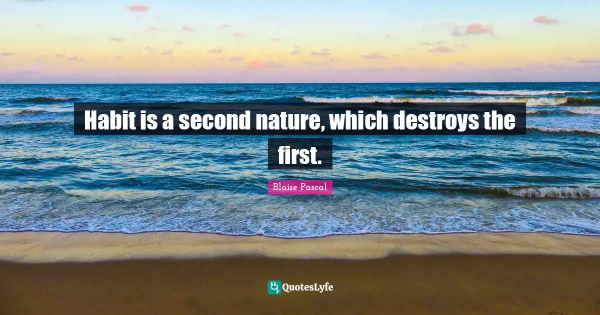 Habit is a second nature, which destroys the first.