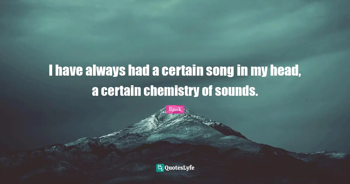 I have always had a certain song in my head, a certain chemistry of sounds.