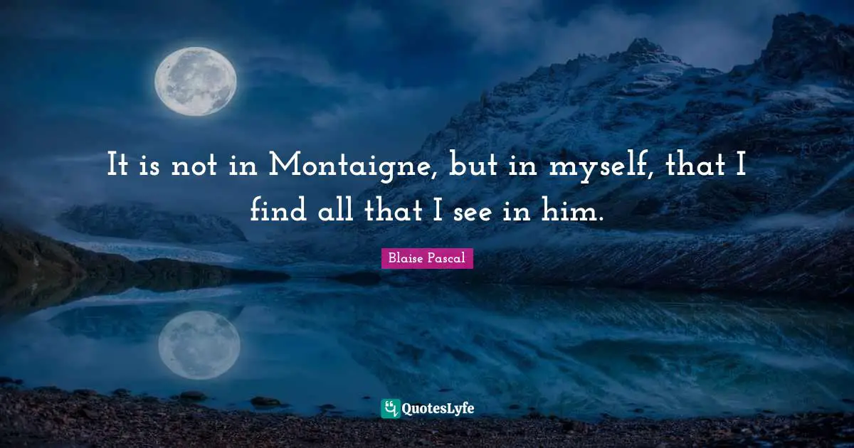 It is not in Montaigne, but in myself, that I find all that I see in him.