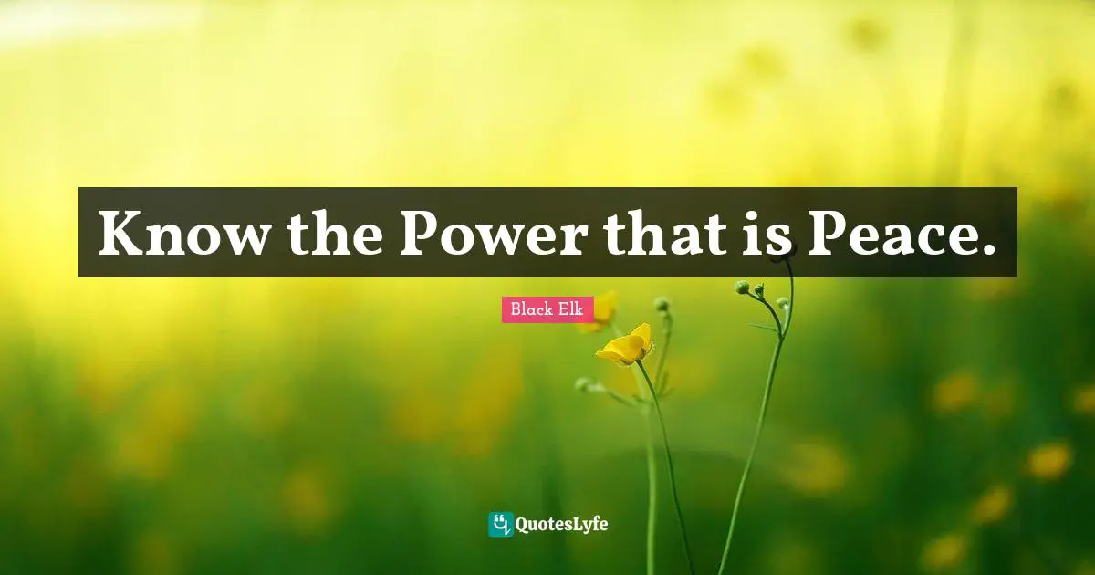 Black Elk Quotes: "Know the Power that is Peace."