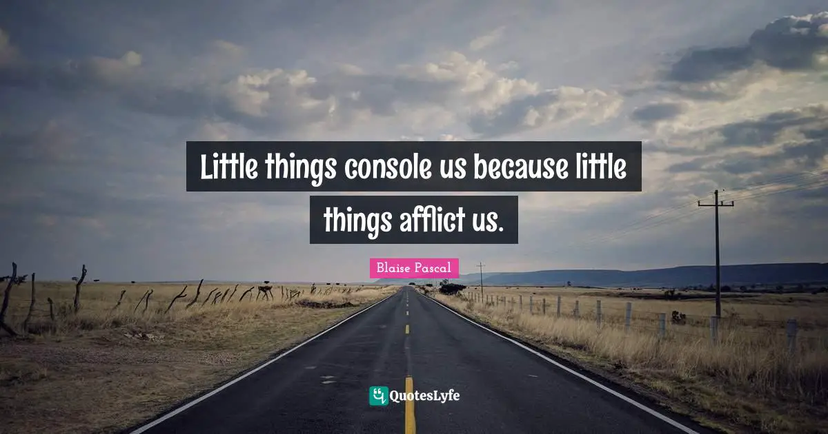 Little things console us because little things afflict us.
