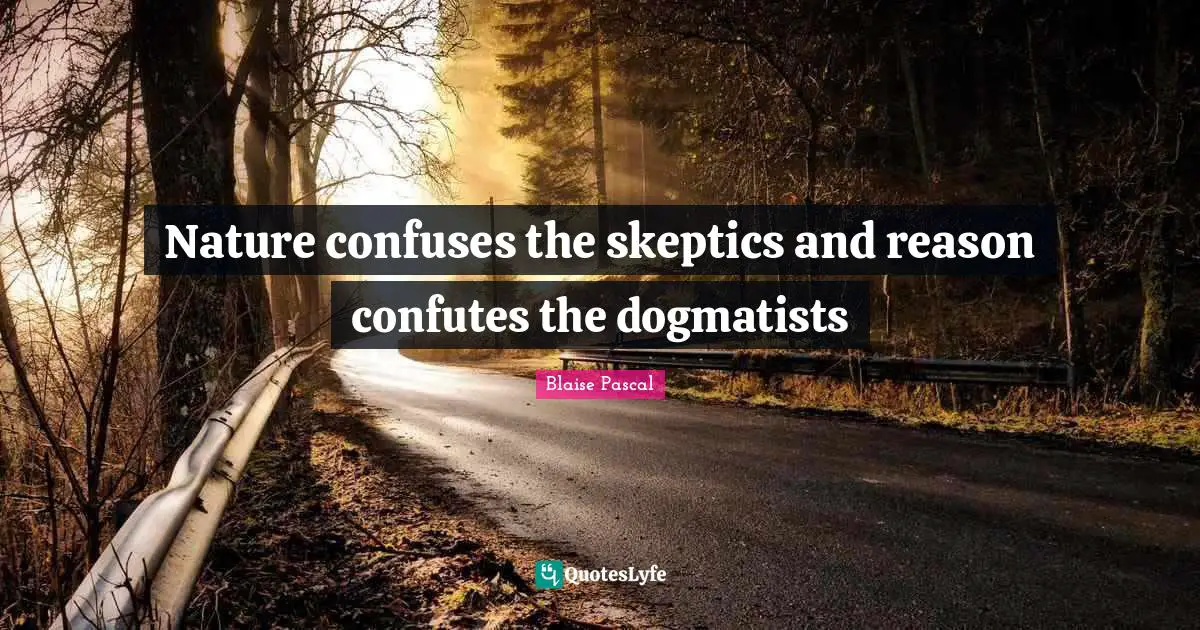 Nature confuses the skeptics and reason confutes the dogmatists