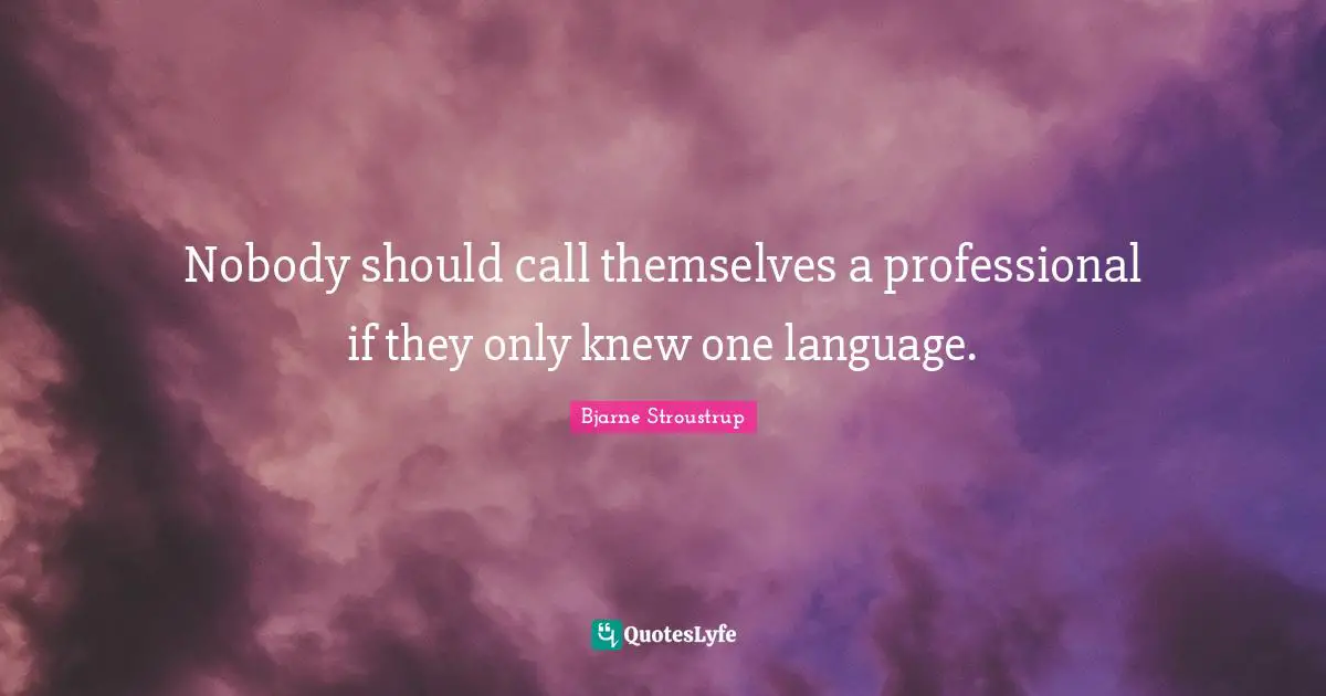 Nobody should call themselves a professional if they only knew one language.