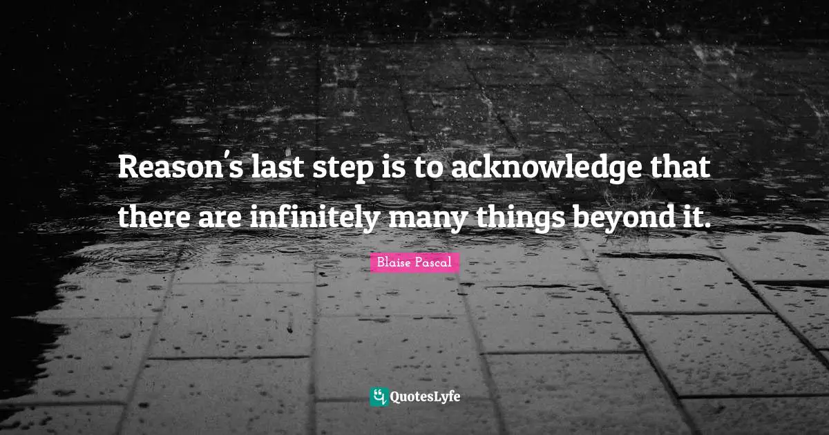 Reason's last step is to acknowledge that there are infinitely many things beyond it.