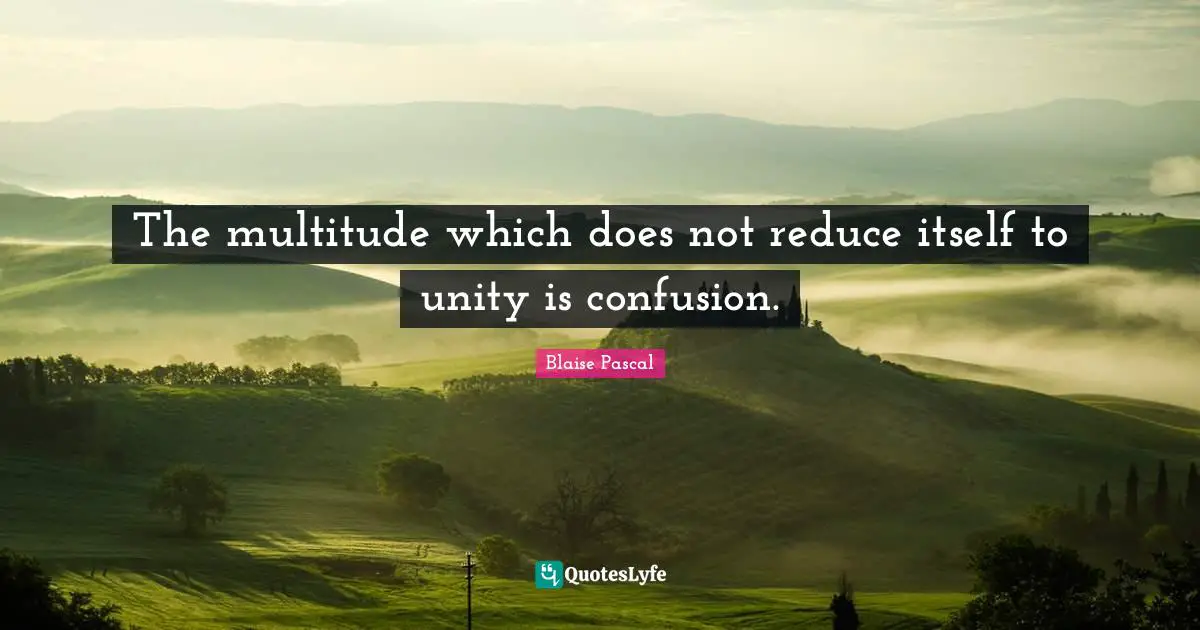 The multitude which does not reduce itself to unity is confusion.