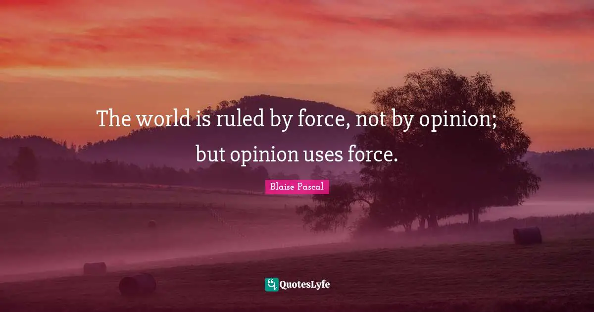 The world is ruled by force, not by opinion; but opinion uses force.