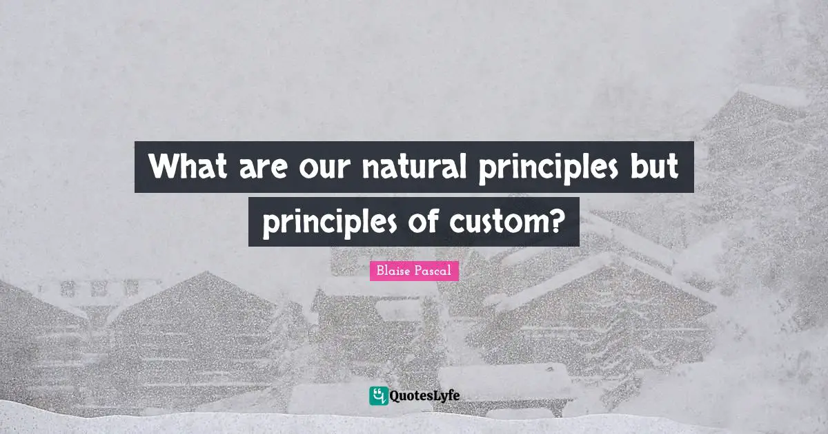 What are our natural principles but principles of custom?