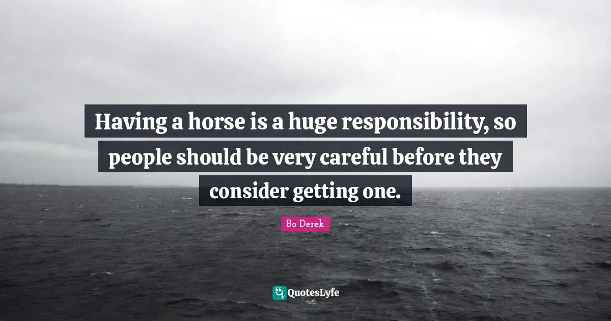 Having a horse is a huge responsibility, so people should be very careful before they consider getting one.