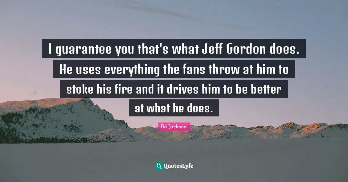 I guarantee you that's what Jeff Gordon does. He uses everything the fans throw at him to stoke his fire and it drives him to be better at what he does.