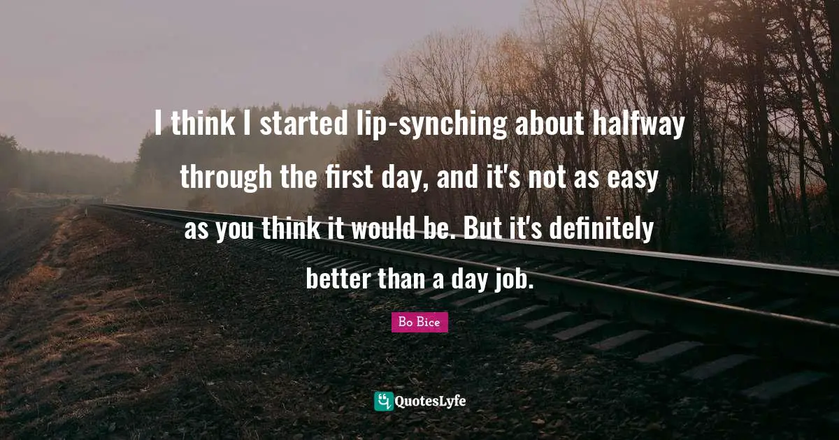 I think I started lip-synching about halfway through the first day, and it's not as easy as you think it would be. But it's definitely better than a day job.