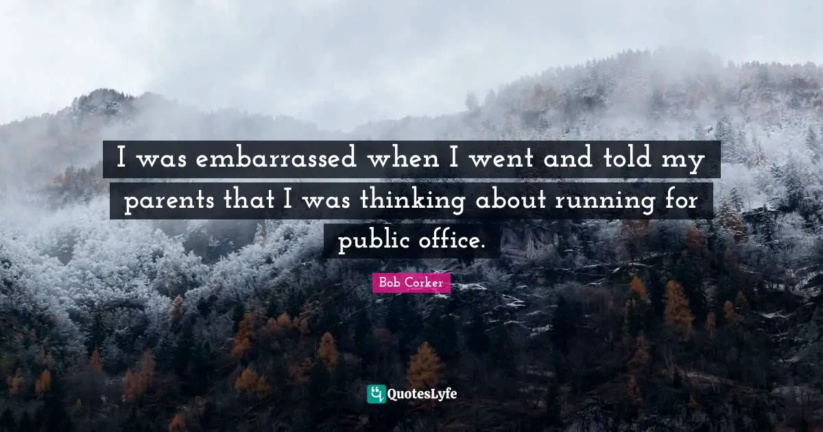 I was embarrassed when I went and told my parents that I was thinking about running for public office.