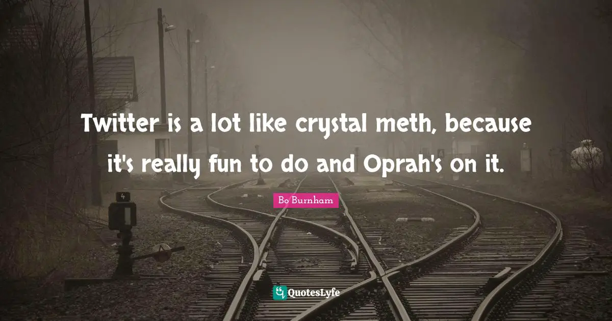Twitter is a lot like crystal meth, because it's really fun to do and Oprah's on it.
