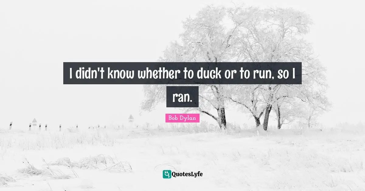 I didn't know whether to duck or to run, so I ran.