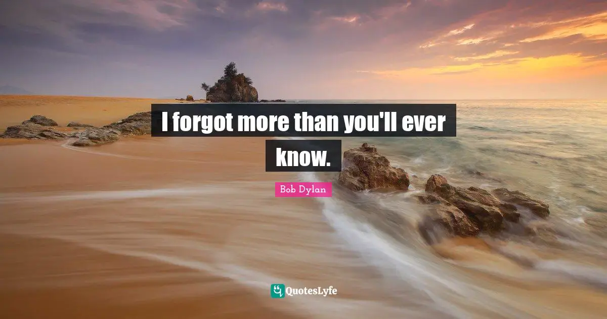 I forgot more than you'll ever know.