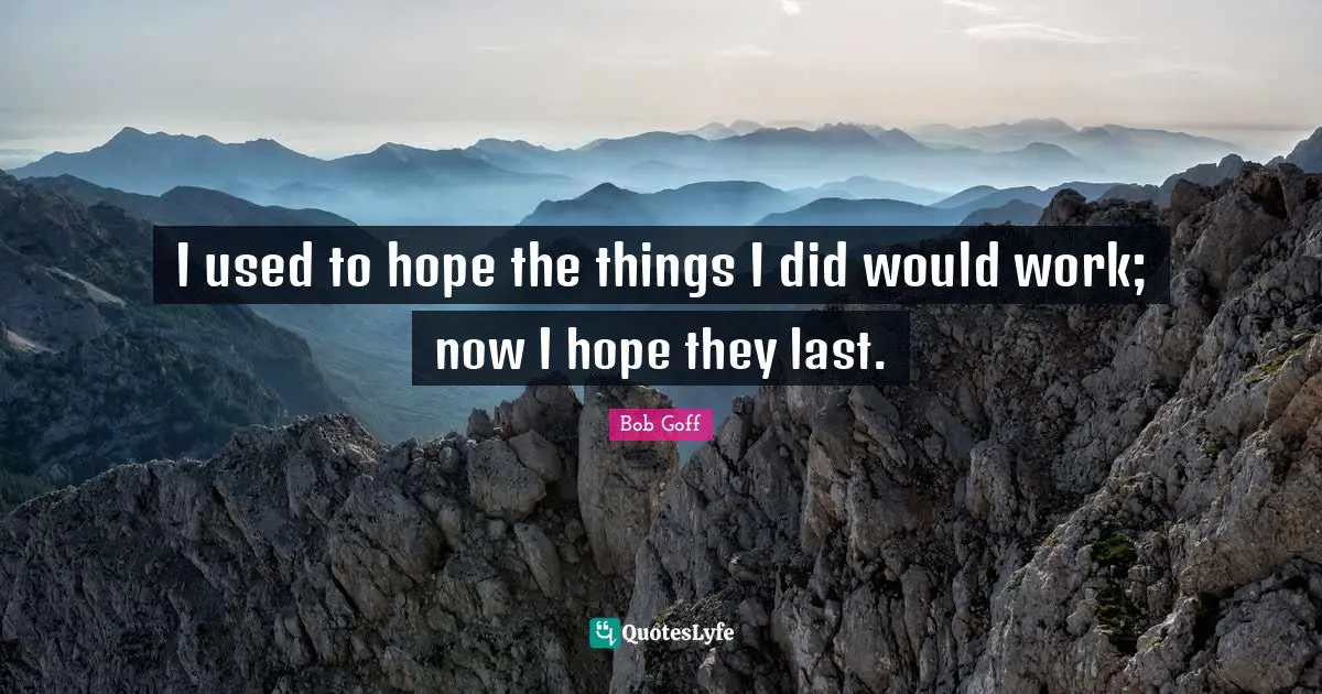 I used to hope the things I did would work; now I hope they last.