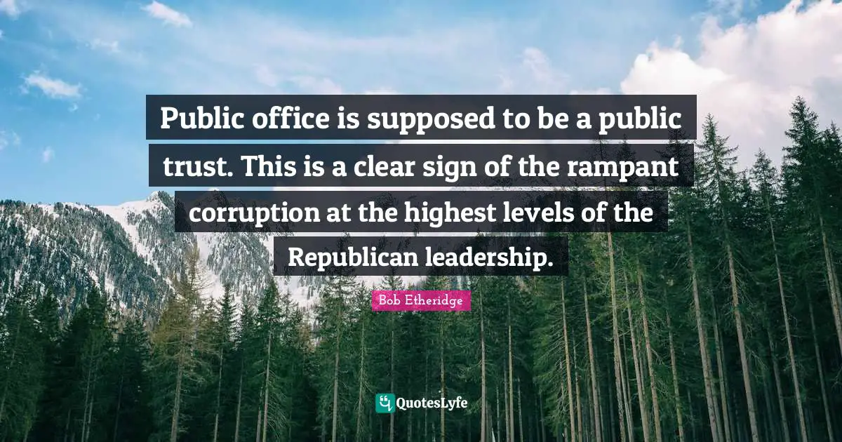 Public office is supposed to be a public trust. This is a clear sign of the rampant corruption at the highest levels of the Republican leadership.