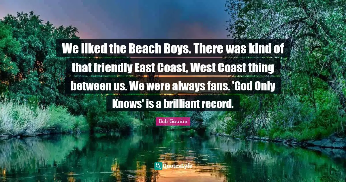 We liked the Beach Boys. There was kind of that friendly East Coast, West Coast thing between us. We were always fans. 'God Only Knows' is a brilliant record.