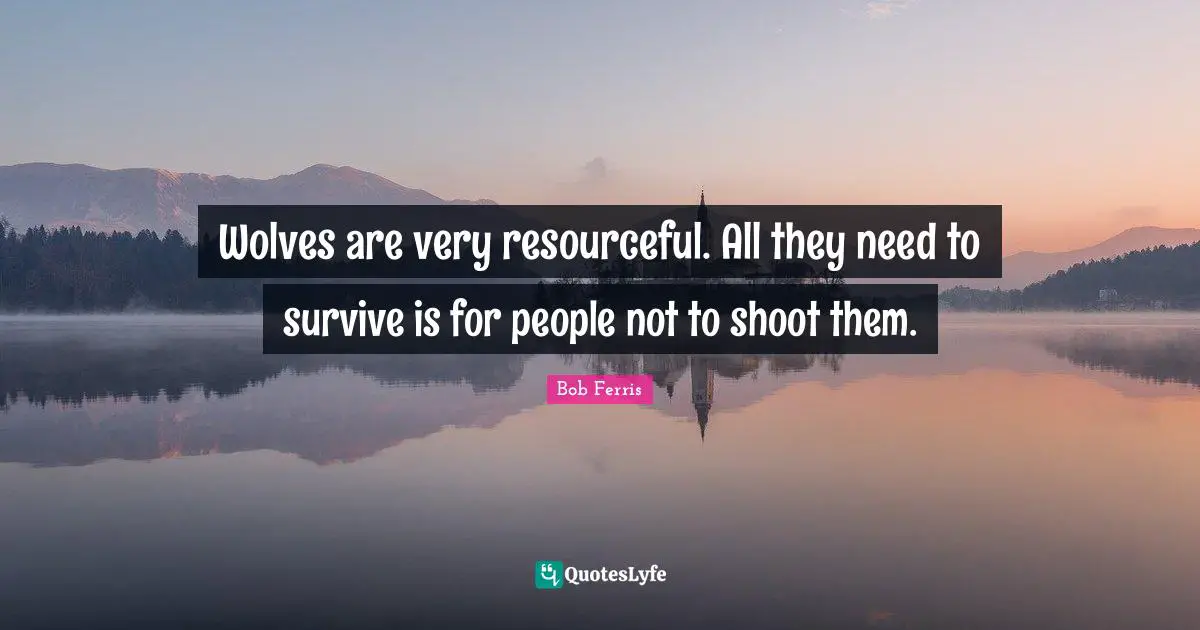 Be Resourceful Quotes: "Wolves are very resourceful. All they need to survive is for people not to shoot them."
