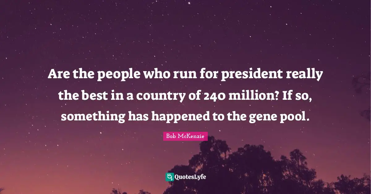 Are the people who run for president really the best in a country of 240 million? If so, something has happened to the gene pool.