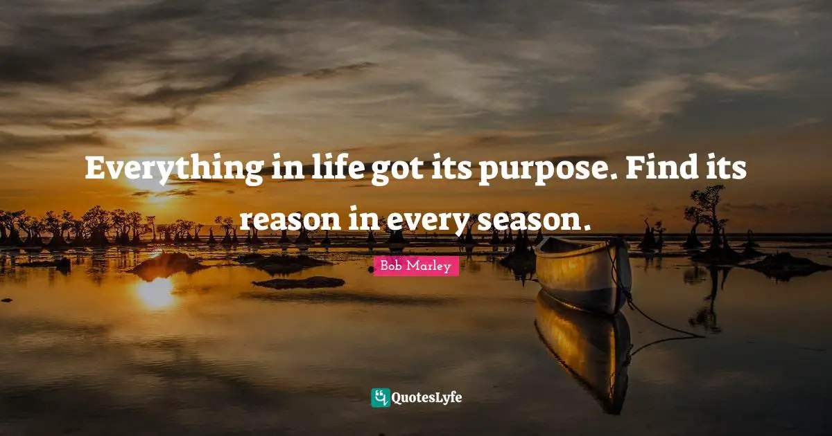 Bob Marley Quotes: "Everything in life got its purpose. Find its reason in every season."