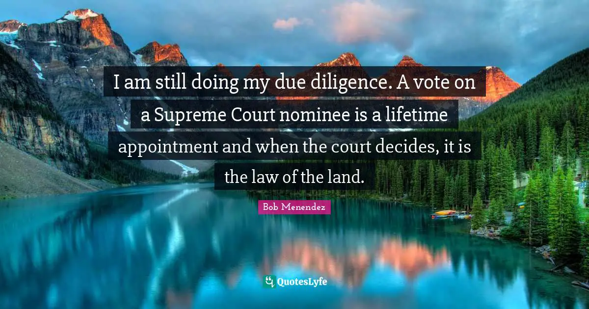 Vote Quotes: "I am still doing my due diligence. A vote on a Supreme Court nominee is a lifetime appointment and when the court decides, it is the law of the land."