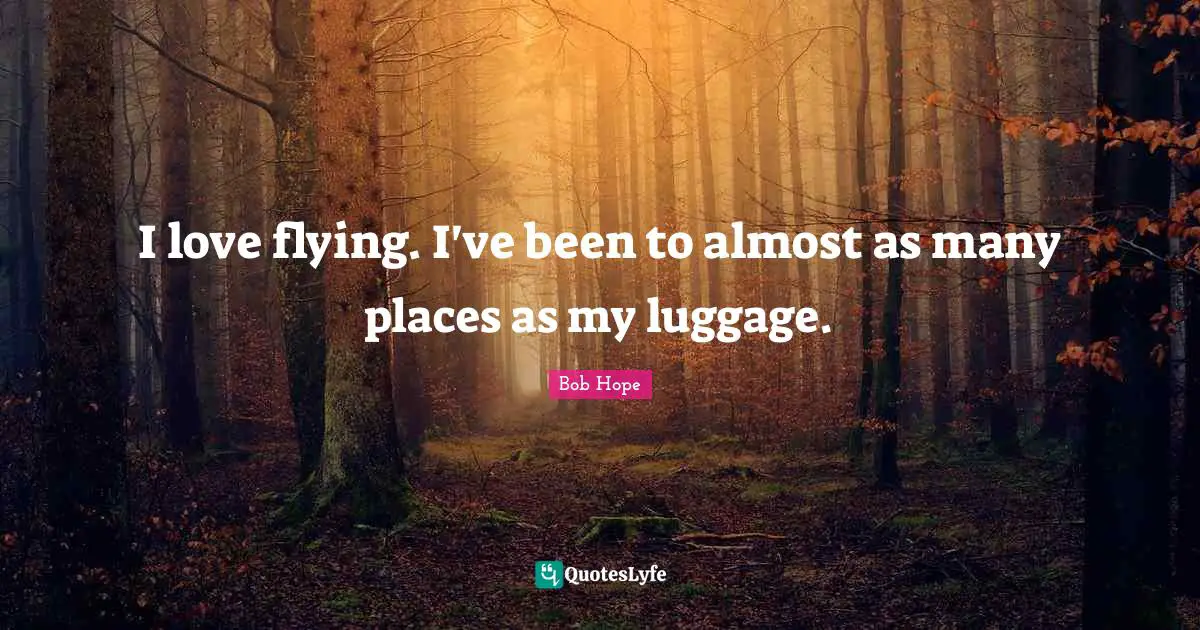Luggage Quotes: "I love flying. I've been to almost as many places as my luggage."