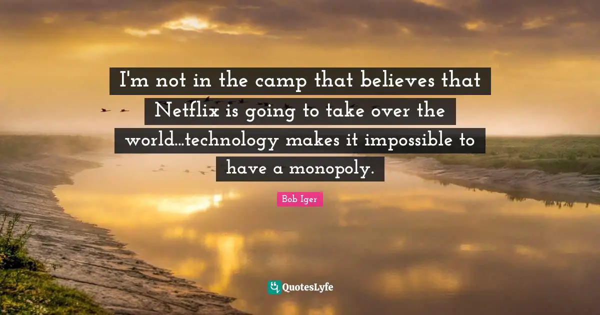 I'm not in the camp that believes that Netflix is going to take over the world...technology makes it impossible to have a monopoly.
