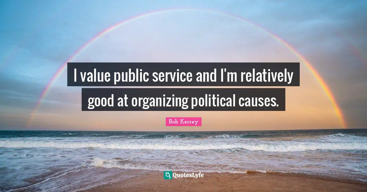 I value public service and I'm relatively good at organizing political causes.