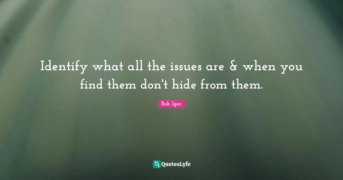 Identify what all the issues are & when you find them don't hide from them.